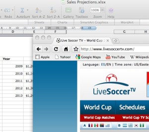watching soccer at work